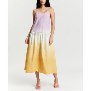 NWT All Saints Caro Dip Dye Midi Slip Dress Lilac Camel Size 8